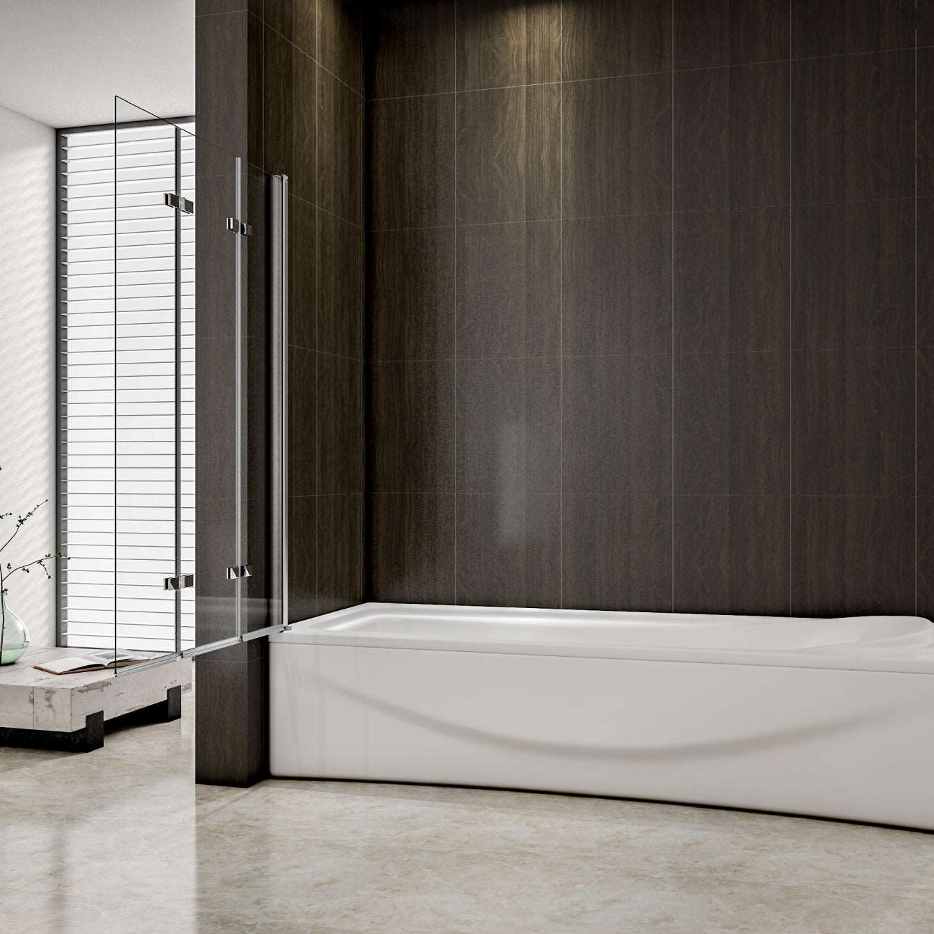 3-delig draaibaar badwand 130X140cm, 6mm nano gehard veiligheidsglas