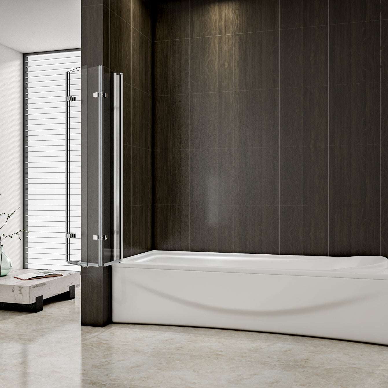 3-delig draaibaar badwand 130X140cm, 6mm nano gehard veiligheidsglas