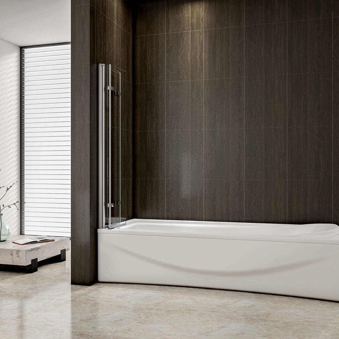 3-delig draaibaar badwand 130X140cm, 6mm nano gehard veiligheidsglas