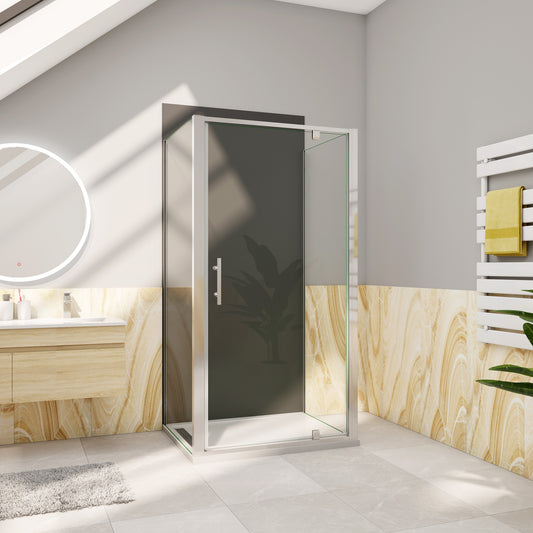 Douchecabine Draaideur+twee zijpanelen 5mm veiligheidsglas-gepolijst chroom frame