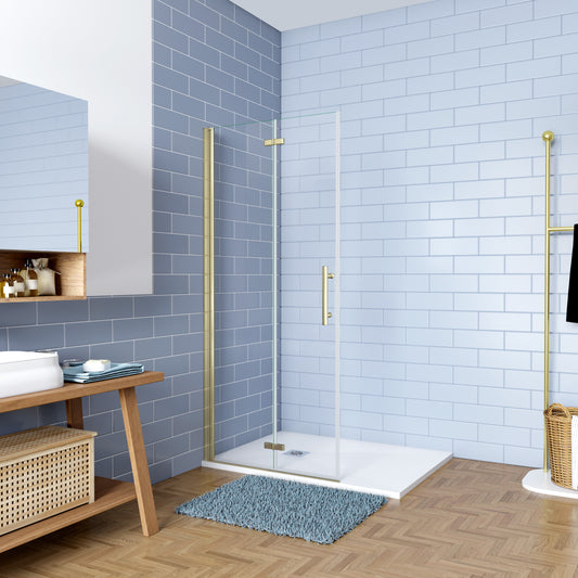 Inloopdouche-douchewand 65-75-85-90-95-105-115x195cm 6mm NANO EasyClean veiligheidsglas goud aluminium profiel