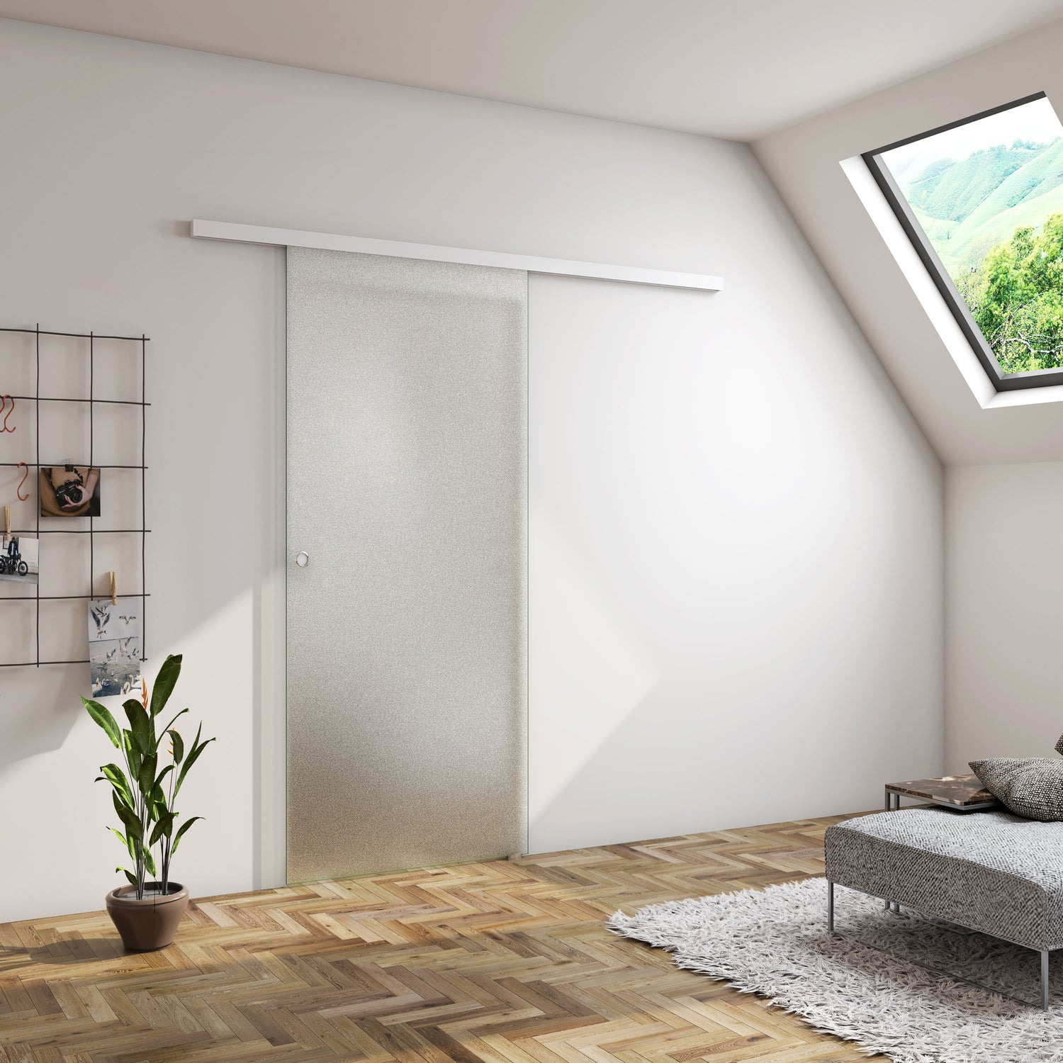 Binnendeur-80-85-90-95-100x225cm,8mm gehard veiligheidsglas met explosie bestendige folie- shuifdeuren-worden veelal gebruikt om woonkamers en keukens, woonkamers en werkkamers of slaapkamers en badkamers -Eenvoudig te monteren