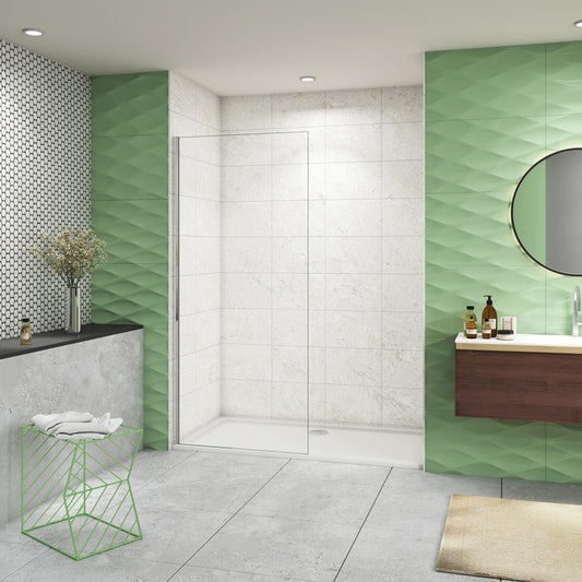 Inloopdouche 50-160x200cm met zwart decor, 10mm NANO EasyClean veiligheidsglas