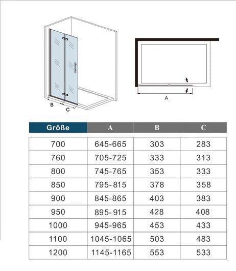 Inloopdouche 195cm, Vouwdeur Mat Zwart Profiel ,6mm NANO EasyClean veiligheidsglas