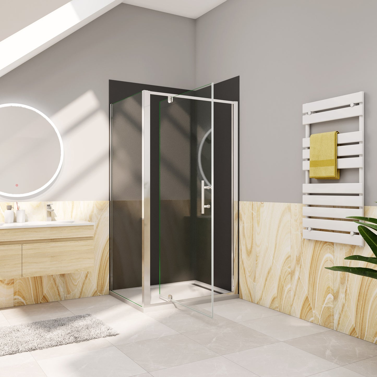 Douchecabine Draaideur+¨¦¨¦n zijpaneel 5mm veiligheidsglas-gepolijst chroom frame