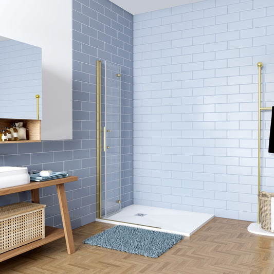 Inloopdouche-douchewand 65-75-85-90-95-105-115x195cm 6mm NANO EasyClean veiligheidsglas goud aluminium profiel