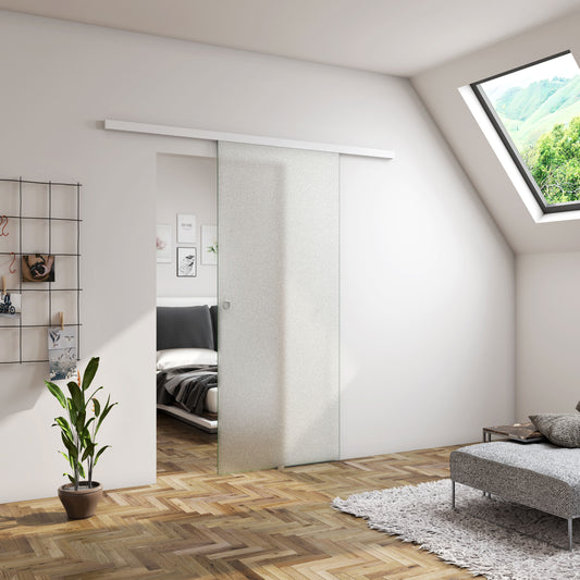 Binnendeur-80-85-90-95-100x225cm,8mm gehard veiligheidsglas met explosie bestendige folie- shuifdeuren-worden veelal gebruikt om woonkamers en keukens, woonkamers en werkkamers of slaapkamers en badkamers -Eenvoudig te monteren