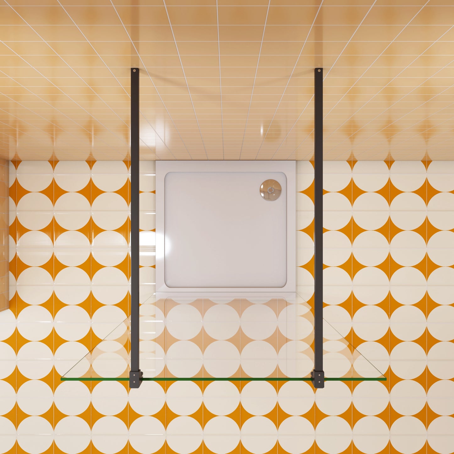 Inloopdouche 147,7x200cm,2 Stabilisatiestangen 90cm,10mm nano veiligheidsglas,zwarte