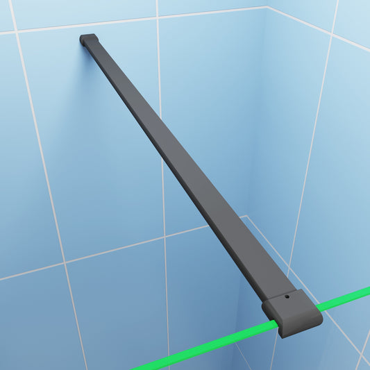 Moderne inloopdouche Hoogte 200cm - Praktisch design 8mm makkelijk schoon te maken gehard glas met planchet - Mat zwart frame - Eenvoudig te installeren