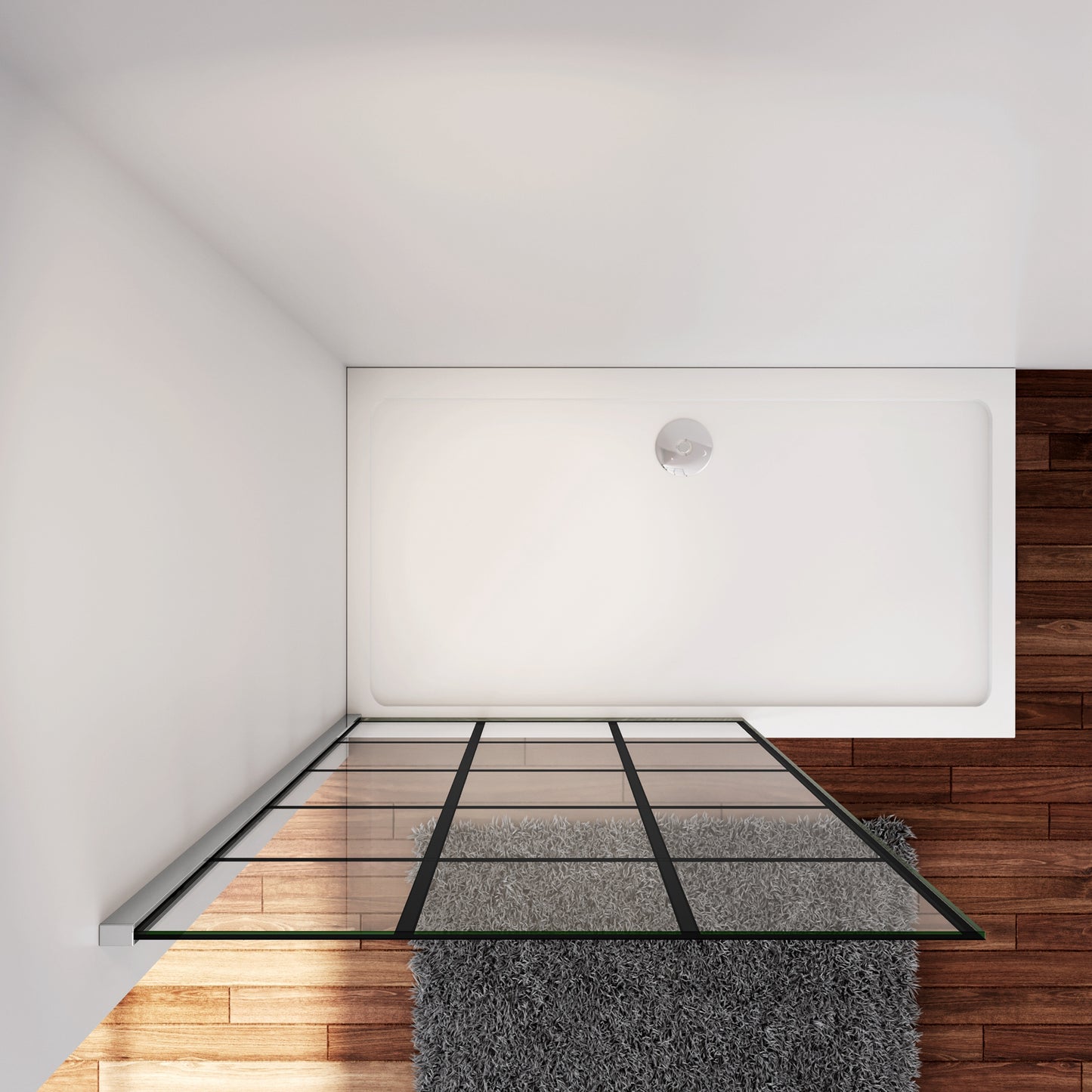 Inloopdouche 80/90x200cm met mat Zwart kader en raster,8mm NANO EasyClean veiligheidsglas ,zonder Stabilisatiestang