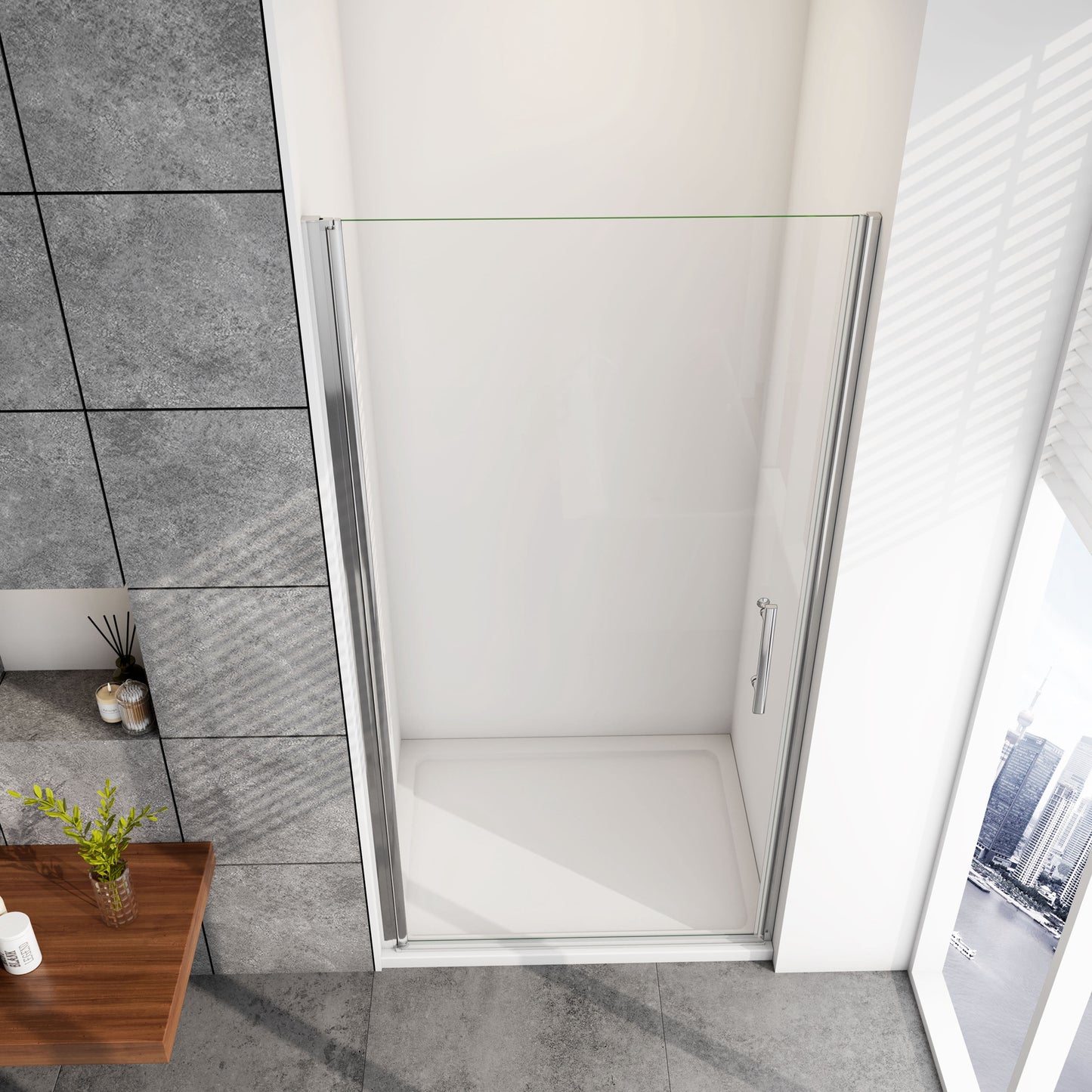 70/80/90/100x180cm Douchedeur draaibare 5mm NANO EasyClean veiligheidsglas, profiel van glanzend chroom
