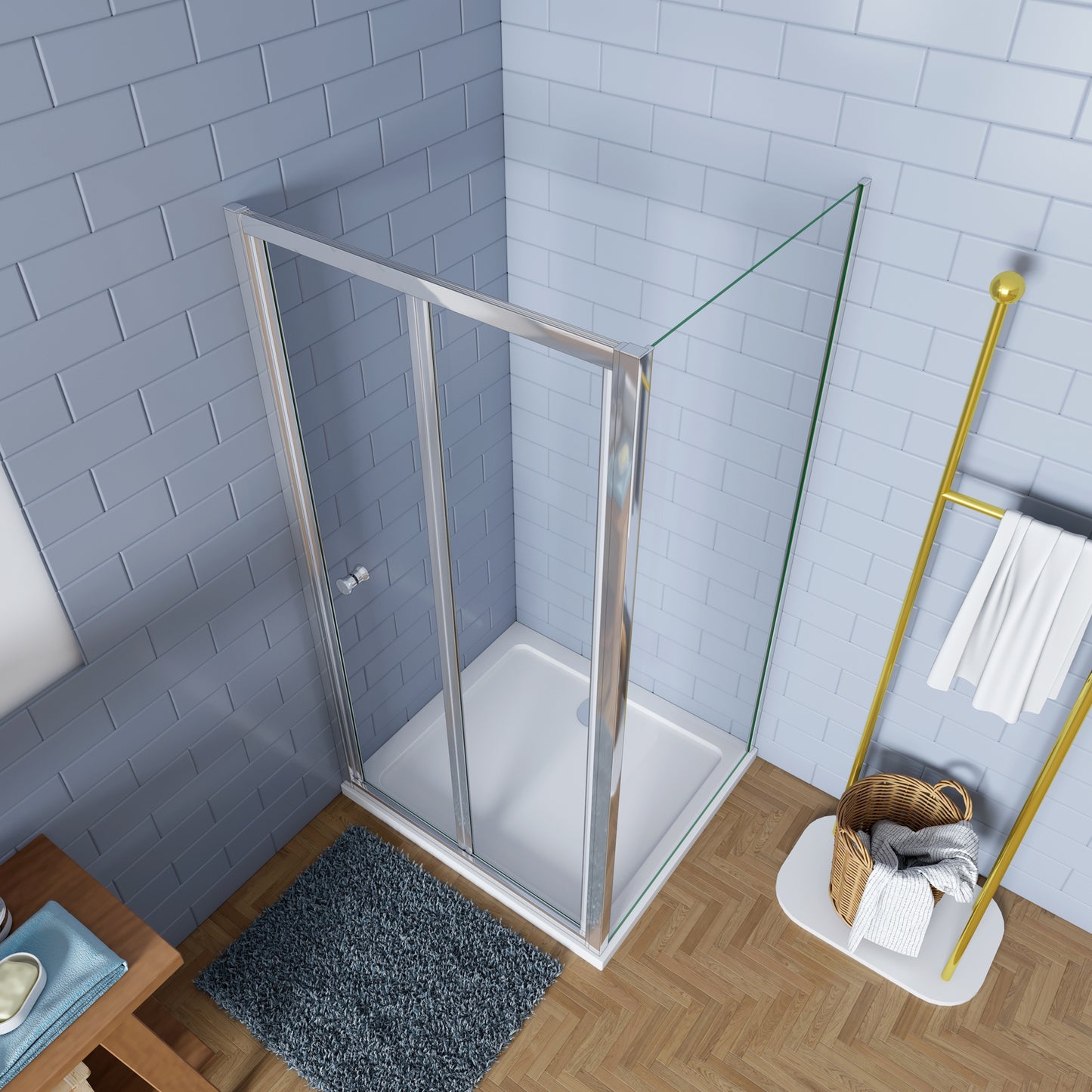 Douchecabine Vouw-/schuifdeur+¨¦¨¦n zijpaneel 5mm veiligheidsglas-gepolijst chroom frame