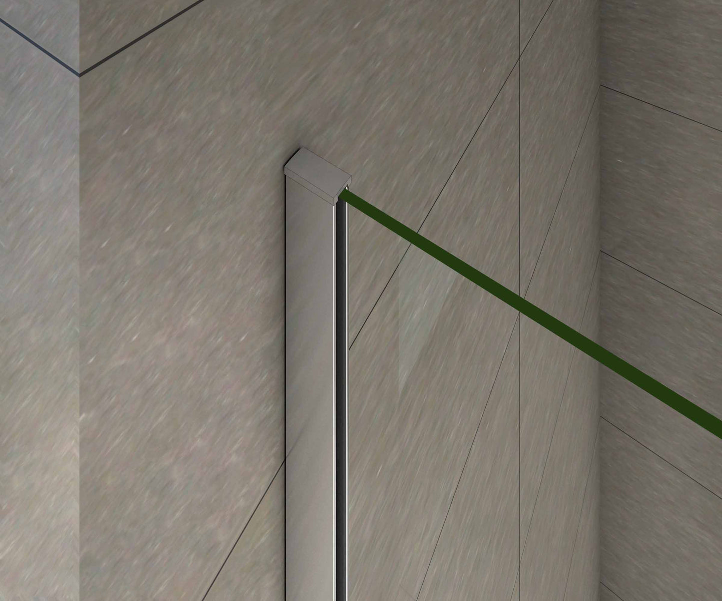 Badwand 70x140 cm,NANO EasyClean veiligheidsglas,verticale stabilisatiestang met plafondbevestiging