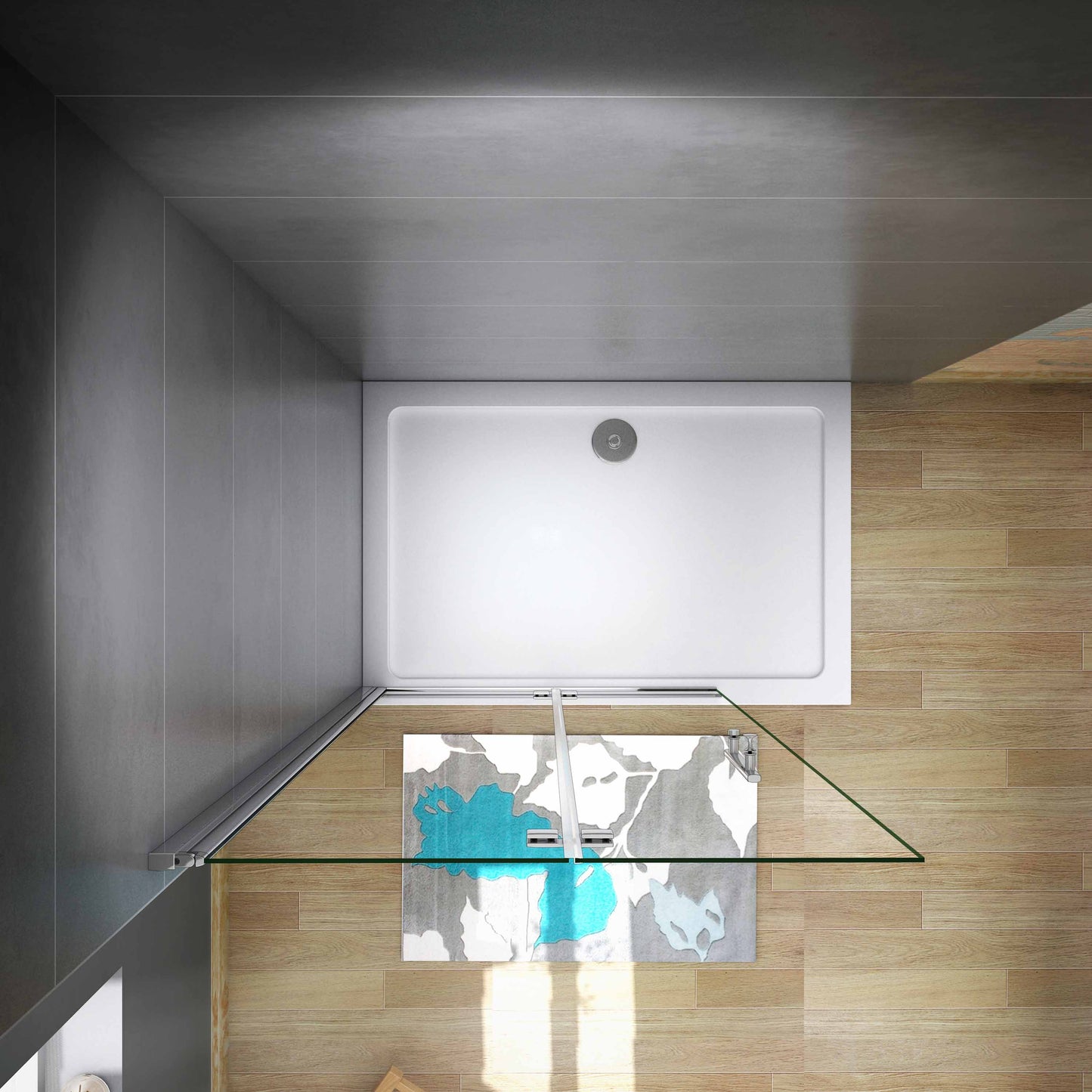 Douchewand-Inloopdouche 115x185cm 2 delig inklapbaar douchedeur 6mm NANO EasyClean veiligheidsglas glanzend chroom aluminium profiel