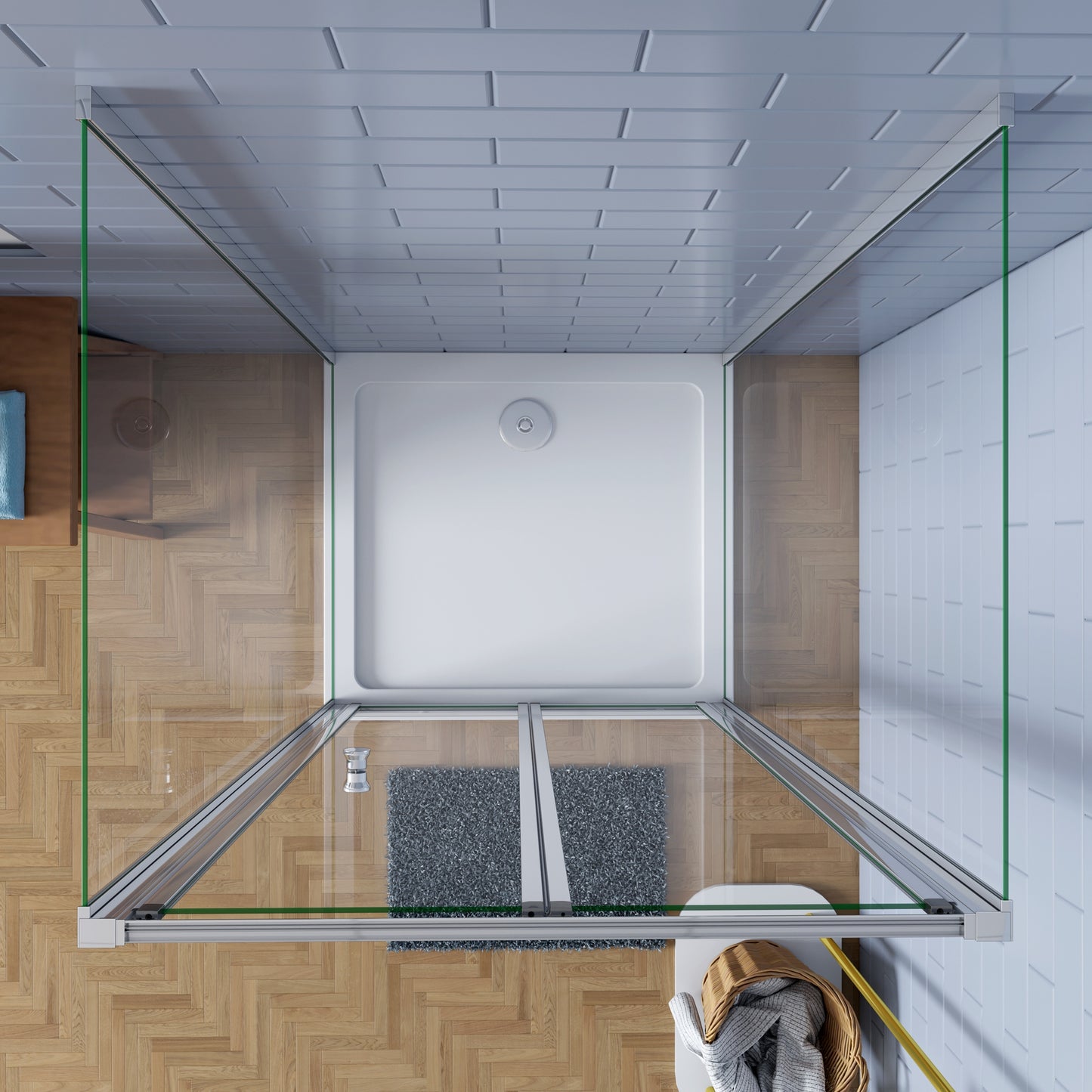 Douchecabine Vouw-/schuifdeur+twee zijpanelen 5mm veiligheidsglas-gepolijst chroom frame