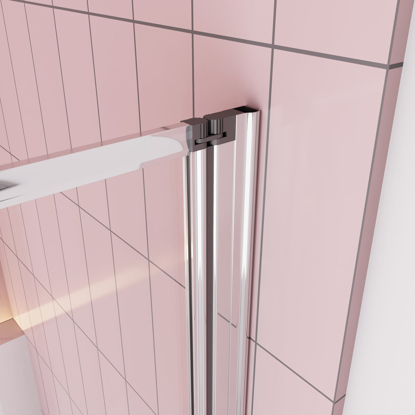 Aica Badwand 120x140cm 5-Delig Inklapbaar 4mm Gehard Glas-Gepolijst Chroom Frame