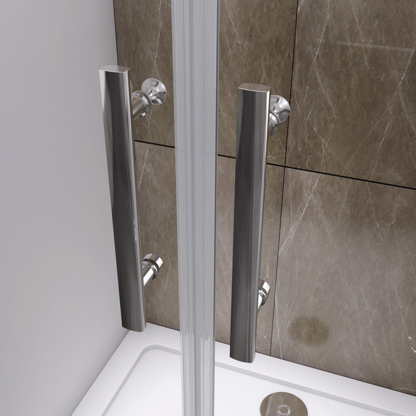 Douchecabine 195cm hoog,pendeldeur,6 mm NANO EasyClean veiligheidsglas Steunstanglengte: 500 mm