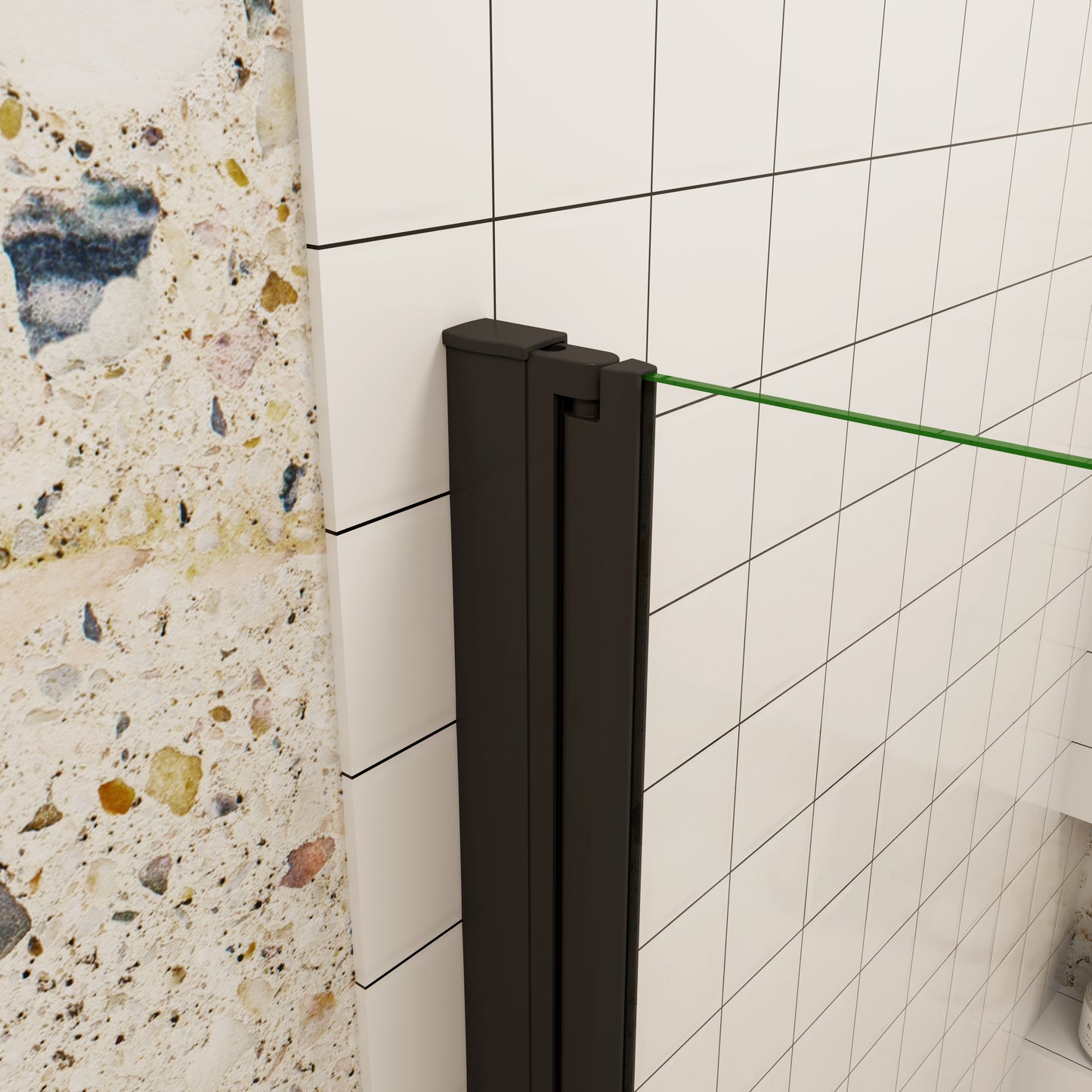 70/76/80/90/100/110/120x195cm inloopdouche Vouwdeur Mat Zwart Profiel met een matte strook,6mm NANO veiligheidsglas 180° draaibaar