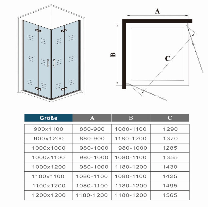 195cm douchecabine 6mm NANO veiligheidsglas draaideur met melkstrepen