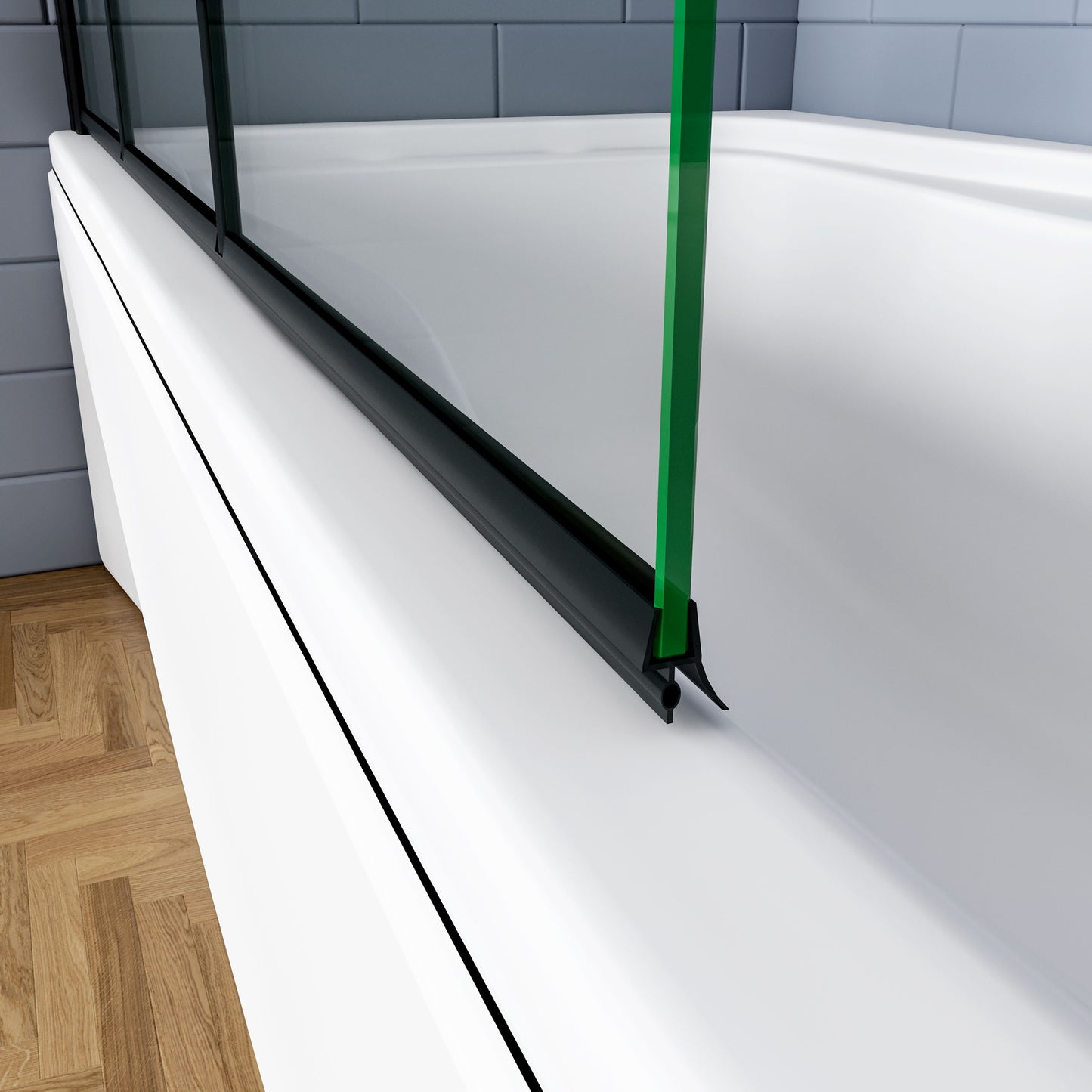 3-delig zwart opklapbaar badscherm, douchescherm, 130 x 140 cm, douchewand, badopzetstuk