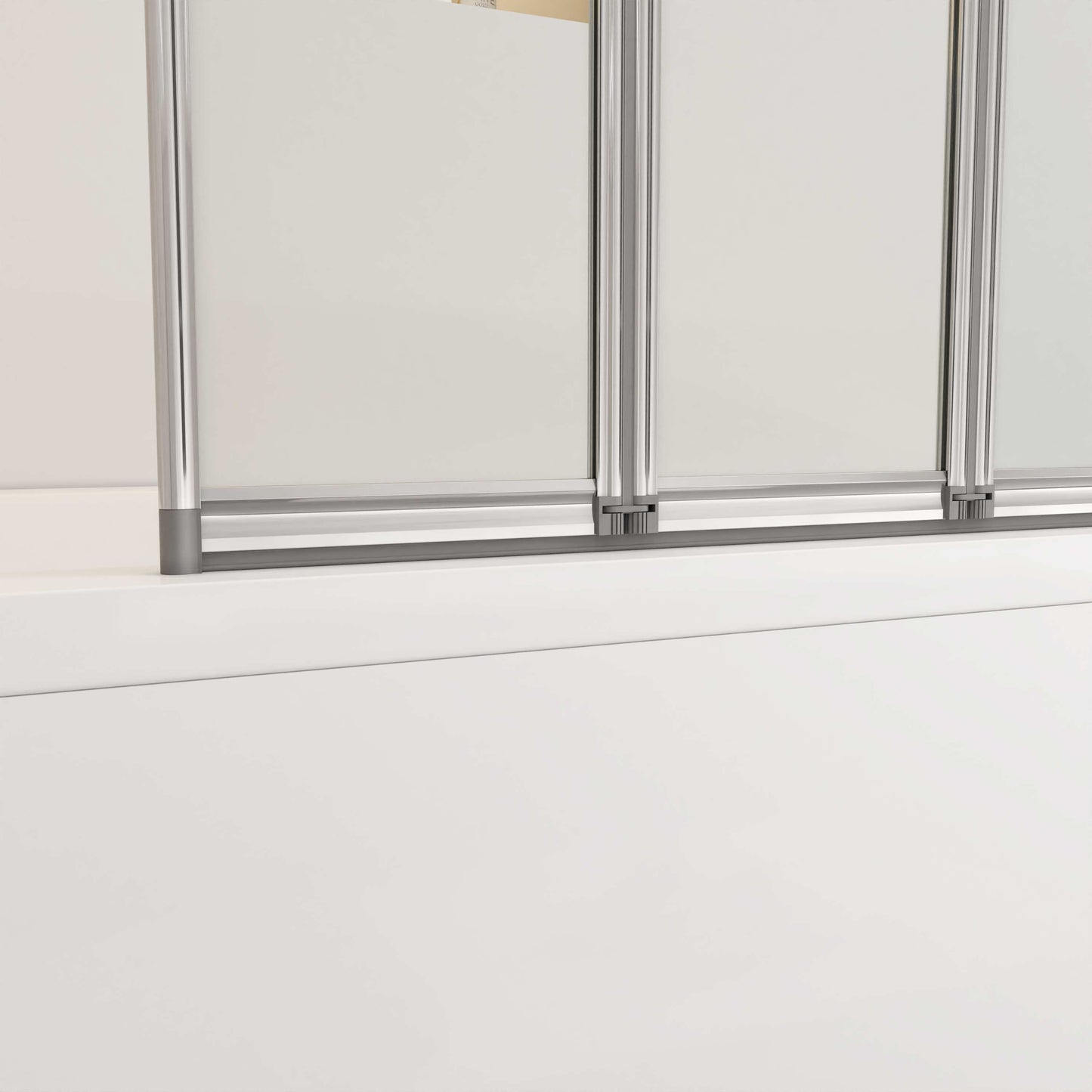 Aica Badwand 120x60/70/75/80x140cm-5-Delig Inklapbaar 4mm Gehard Glas-Gepolijst Chroom Frame