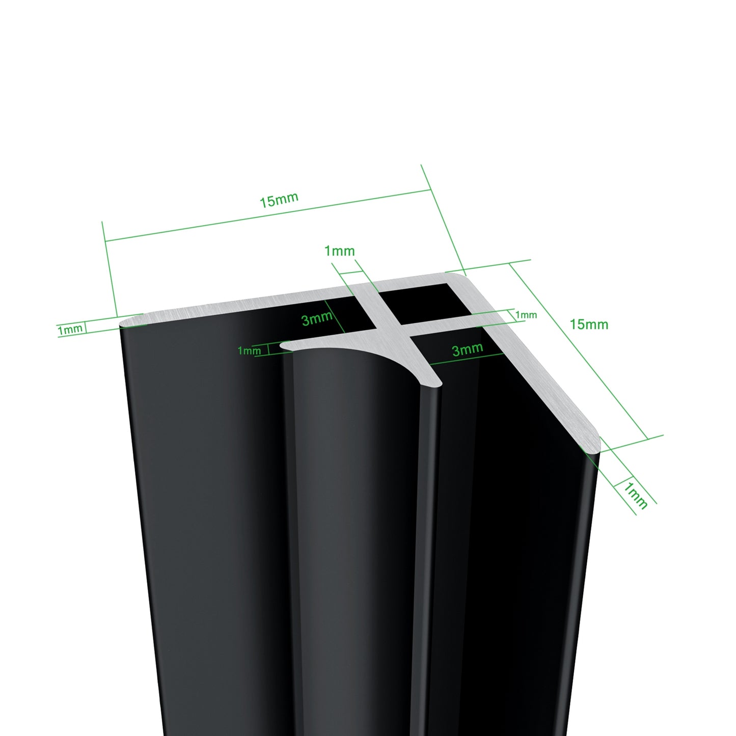 Aica B:80/90/100/120xL:80/90/100/120xH:210cm mat zwart aluminium composiet platen , 3 mm dik-Set van 2 douchewandpanelen inclusief profielen-Wandpanelen