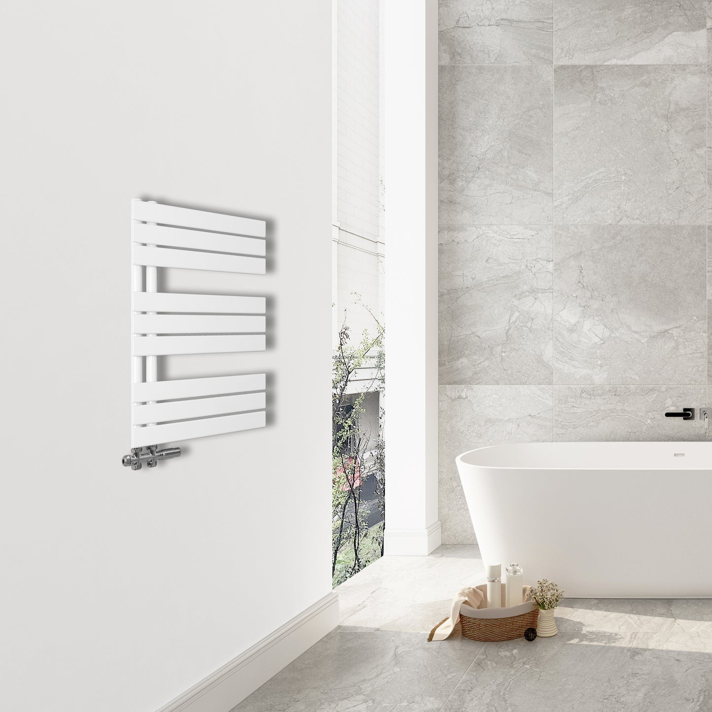 Badmeubelen Designradiator - Handdoekradiatoren - Zijaansluiting - Witte Matt