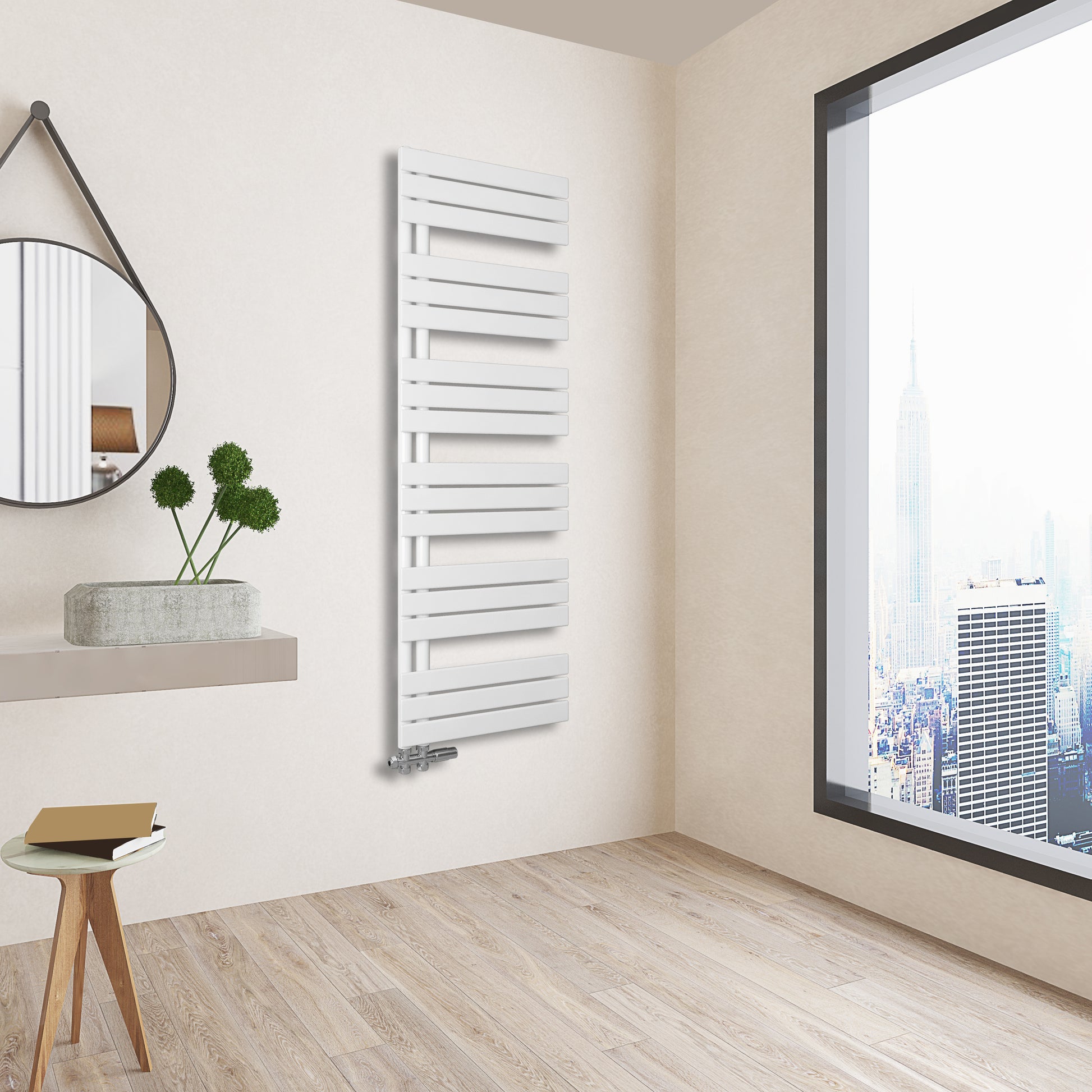 Badmeubelen Designradiator - Handdoekradiatoren - Zijaansluiting - Witte Matt