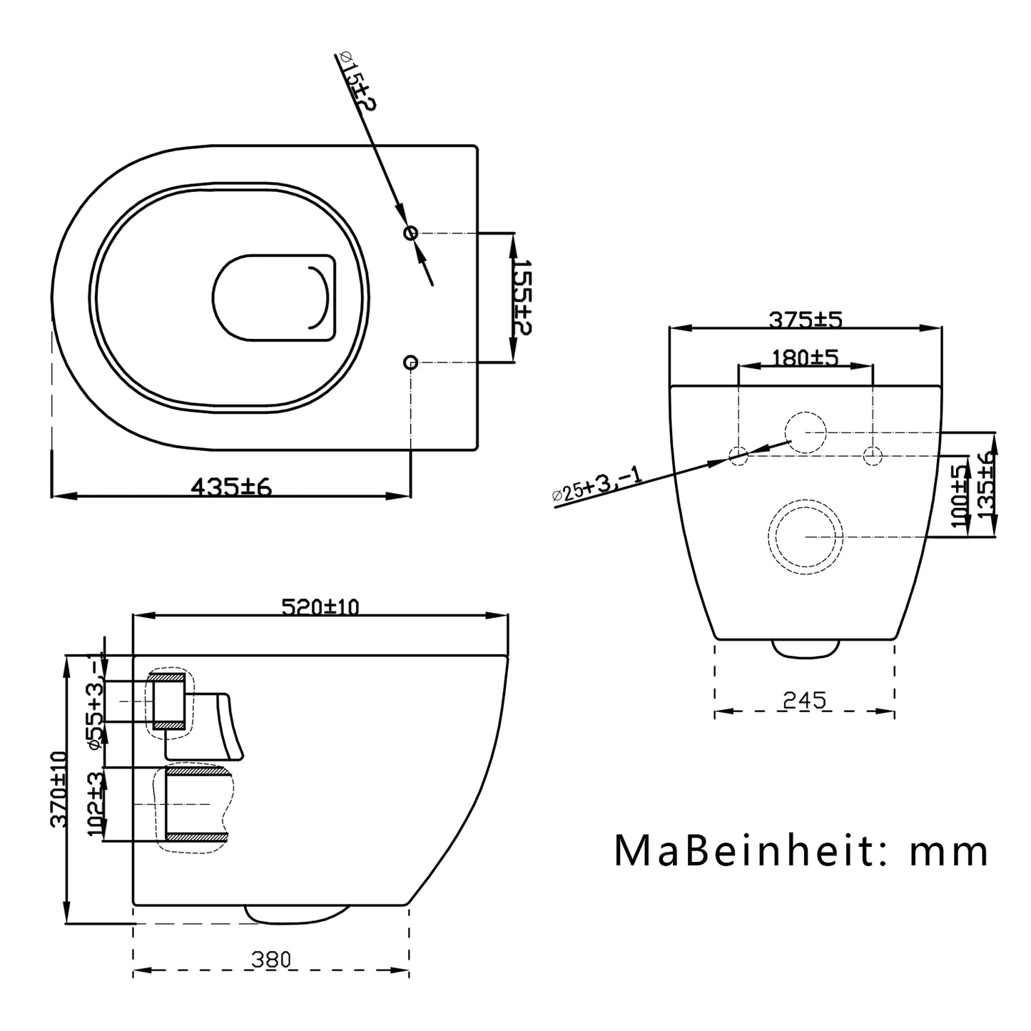 Hangend toilet, Badkamer Softclose Zitting, Randloos Design