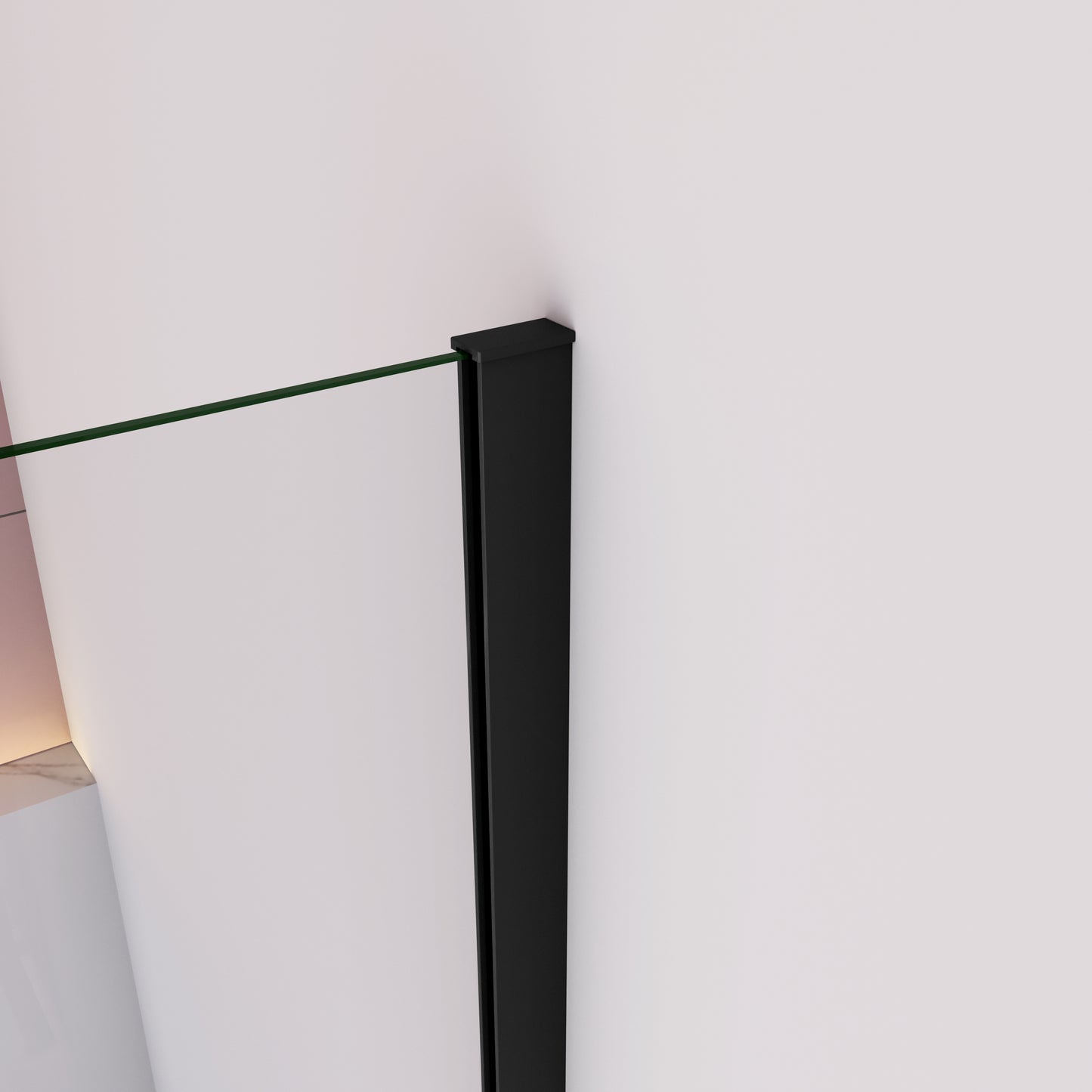 Badwand 75x140cm/80x140cm ,6mm helder EasyClean veiligheidsglas£¬mat zwarte profiel/wit elektroforese profiel