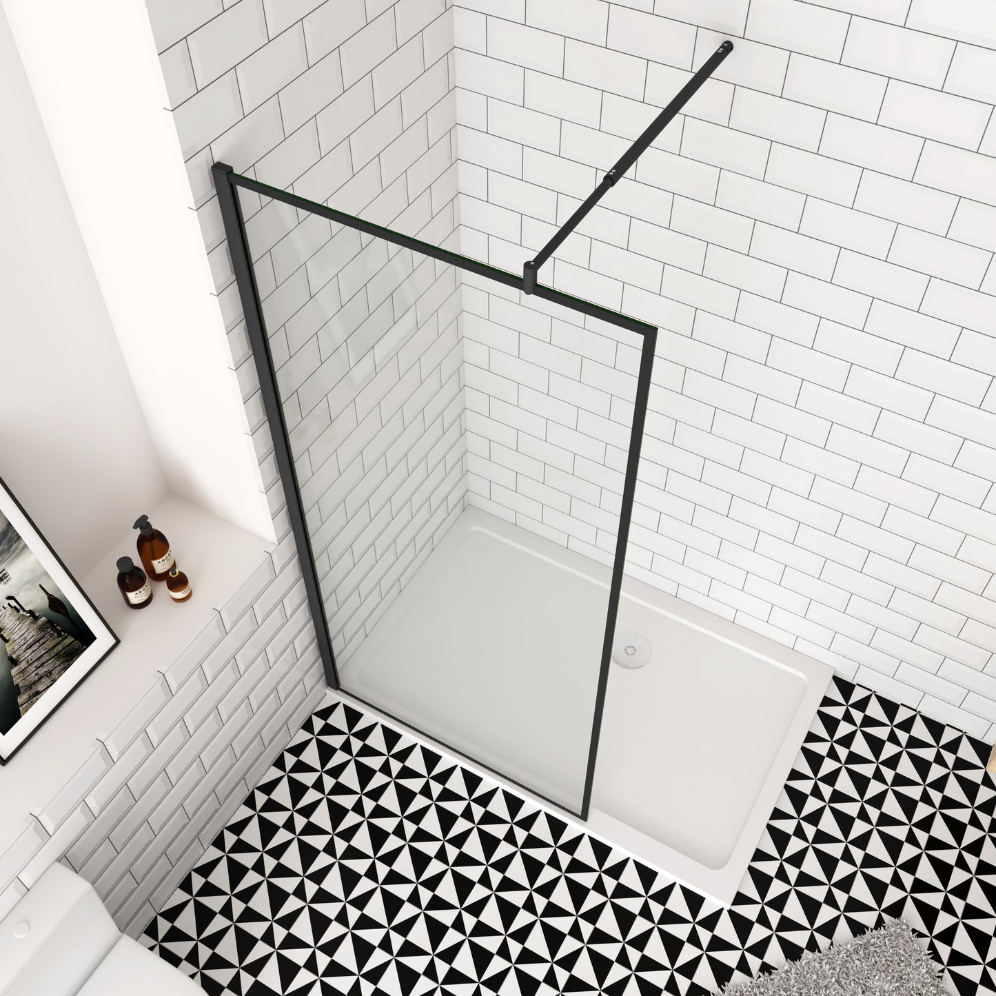Inloopdouche 8 mm helder ESG-veiligheidsglas met nanocoating, 80/90/100/120/140?¨¢200 cm