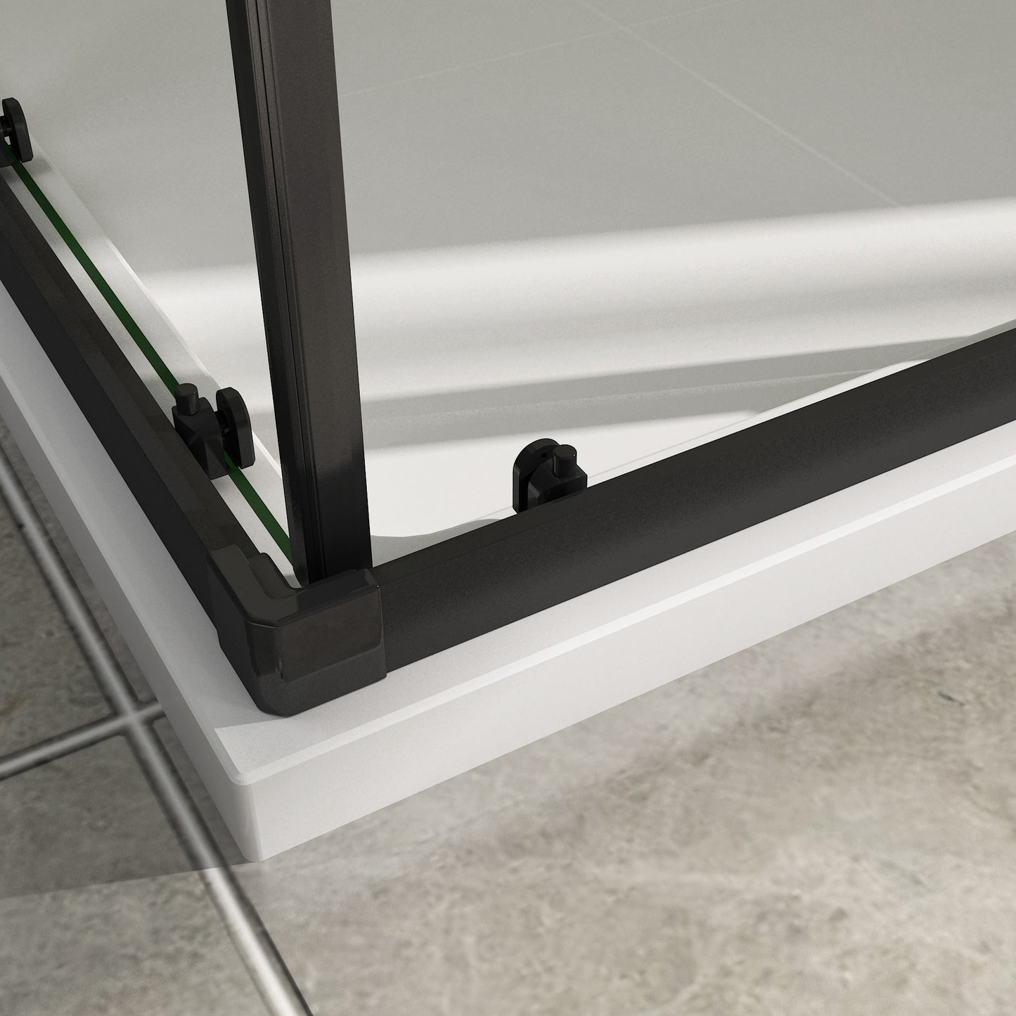 Douchecabine Schuifdeur Hoekinstap Vierkant Mat Zwart 6mm nano glas
