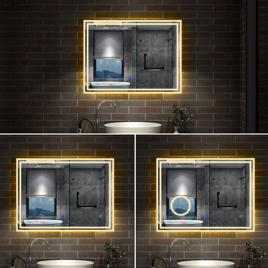 LED badkamerspiegel 70 tot 160cm met Bluetooth, touch, anti-fog, wandspiegel 3 licht kleur 2700-6500K, dimbaar, IP44