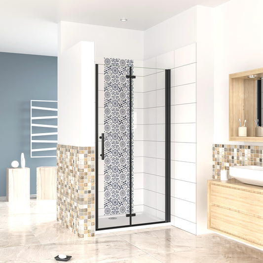 Douchedeur Vouwdeur 195cm hoog,Mat Zwart Profiel, 6mm NANO EasyClean veiligheidsglas 120x195cm