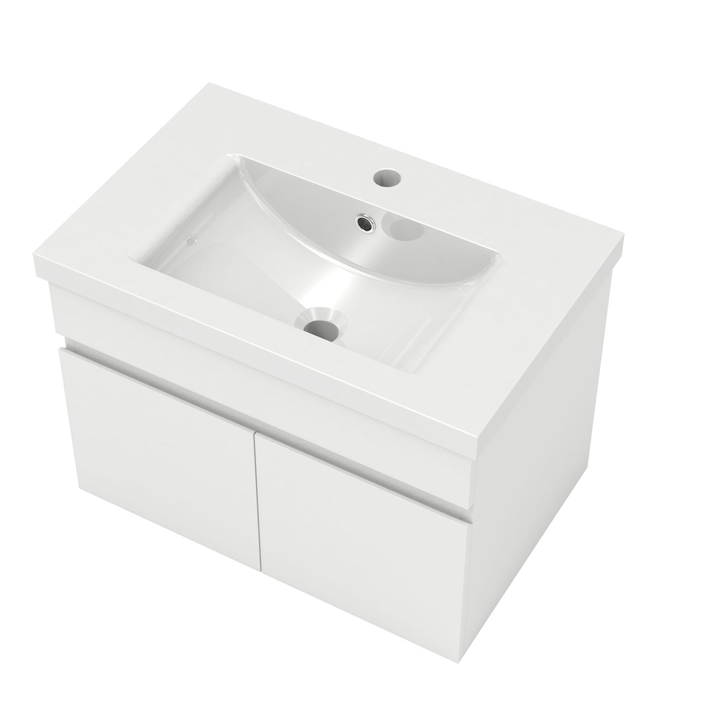 Wastafelonderbouw met onderkast 60 cm Badkamermeubels met keramische wastafel, gastentoilet,mat wit