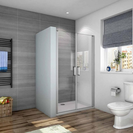 Douche Pendeldeur, 5 mm Helder Veiligheidsglas, 185cm Hoog, Mat Grijs