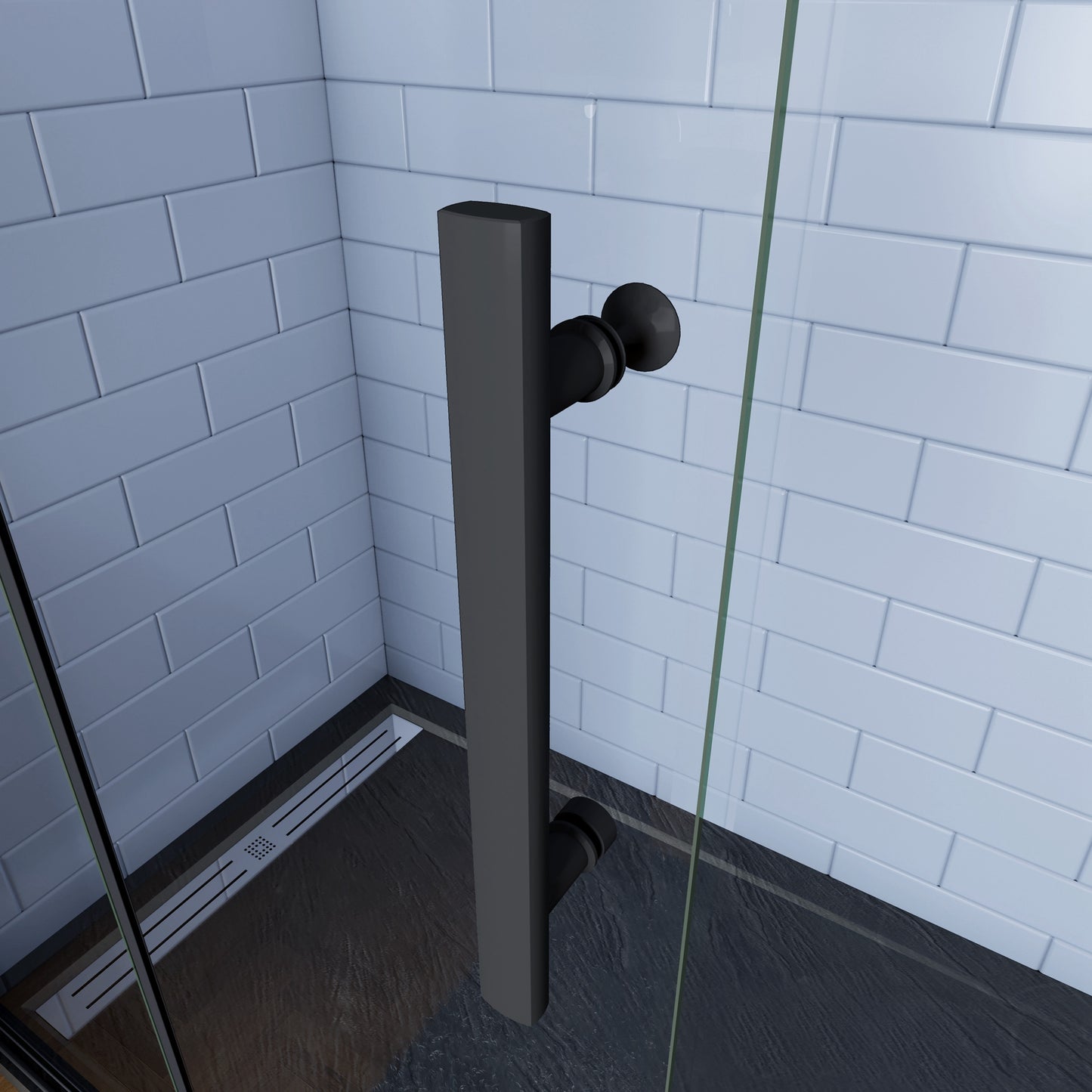 Inloopdouche 195cm, Vouwdeur Mat Zwart Profiel ,6mm NANO EasyClean veiligheidsglas