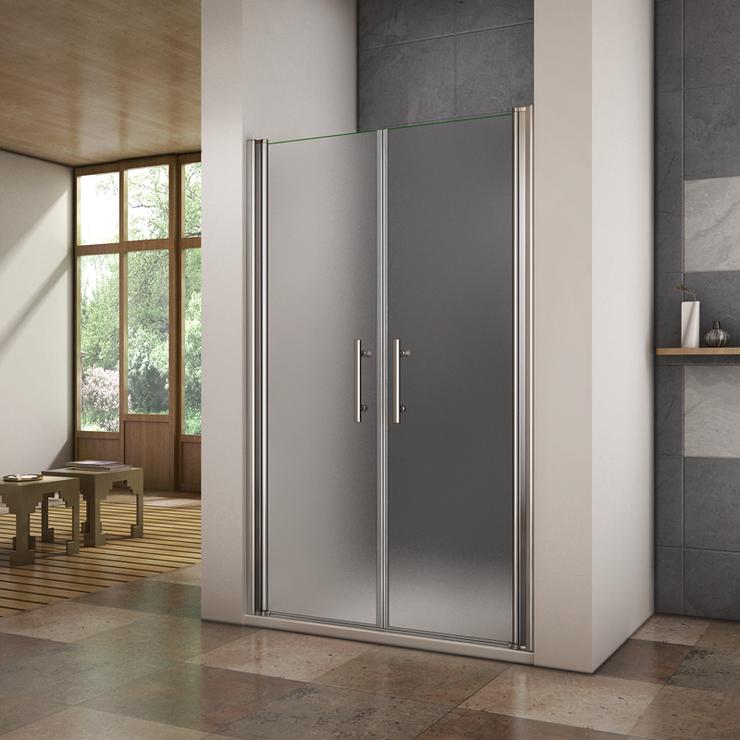 nis douchedeur,dubbele pendel deur,6mm mat gezandstraald veiligheidsglas nano easyclean antikalk