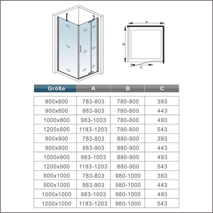 Douchecabine draaideur, 8mm helder gehard nano antikalkglas, 2x stabilisatorstangen