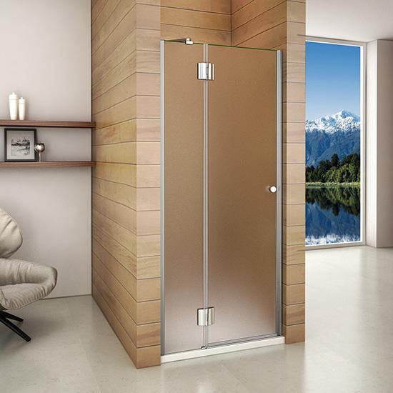 nis douchedeur,draaideur,8mm mat gezandstraald veiligheidsglas,nano easyclean antikalk 100x190cm