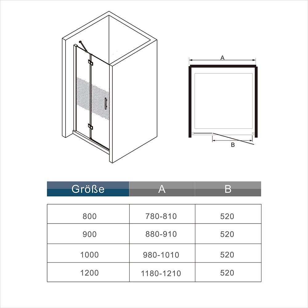Draaideur,6mm NANO GLAS, deels gesatineerd,installeer aan de linkerkant,195cm hoog