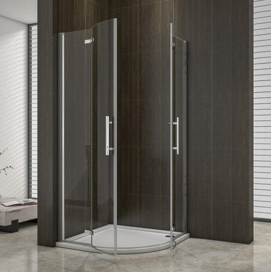 Kwartronde douchecabine,dubbele draaideuren,6mm NANO EasyClean veiligheidsglas