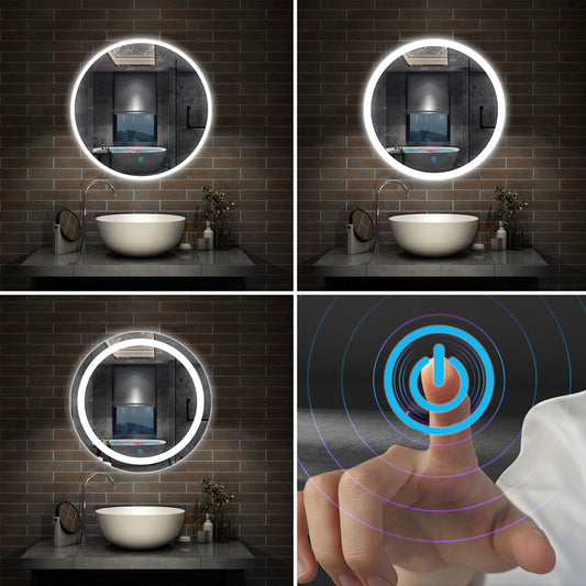LED Ronde Badkamerspiegel Diameter 50-100cm Met Verlichting Enkele Touch Sensor Schakelaar Anti-condens