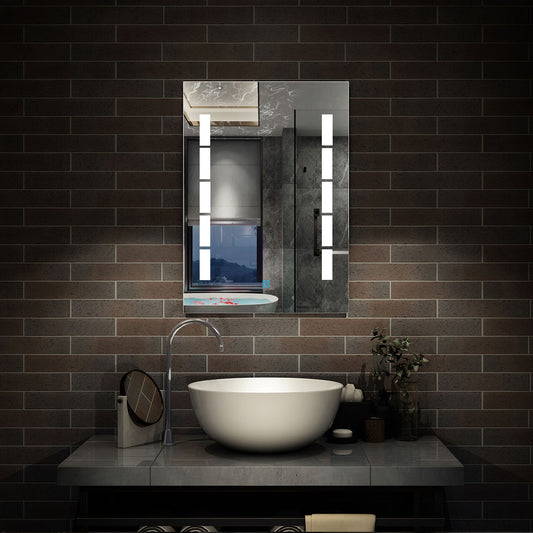 LED-badkamerwandspiegel 45x60 / 50x70 / 60x80cm, met verlichte enkele aanraaksensorschakelaar,anti-condens koel wit