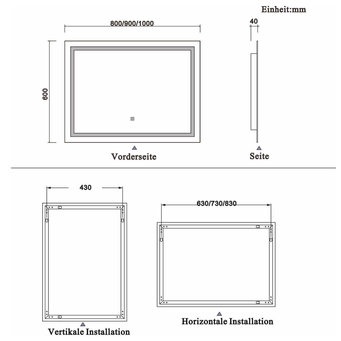 LED rechthoekige badkamerspiegel 80-120 cm,smalle licht banen rondom wandspiegel,enkele touch sensor schakelaar,warm wit,anti-condens 100c60 cm