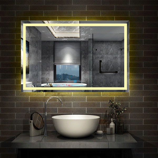 LED rechthoekige badkamerspiegel 80-120 cm,smalle licht banen rondom wandspiegel,enkele touch sensor schakelaar,warm wit,anti-condens