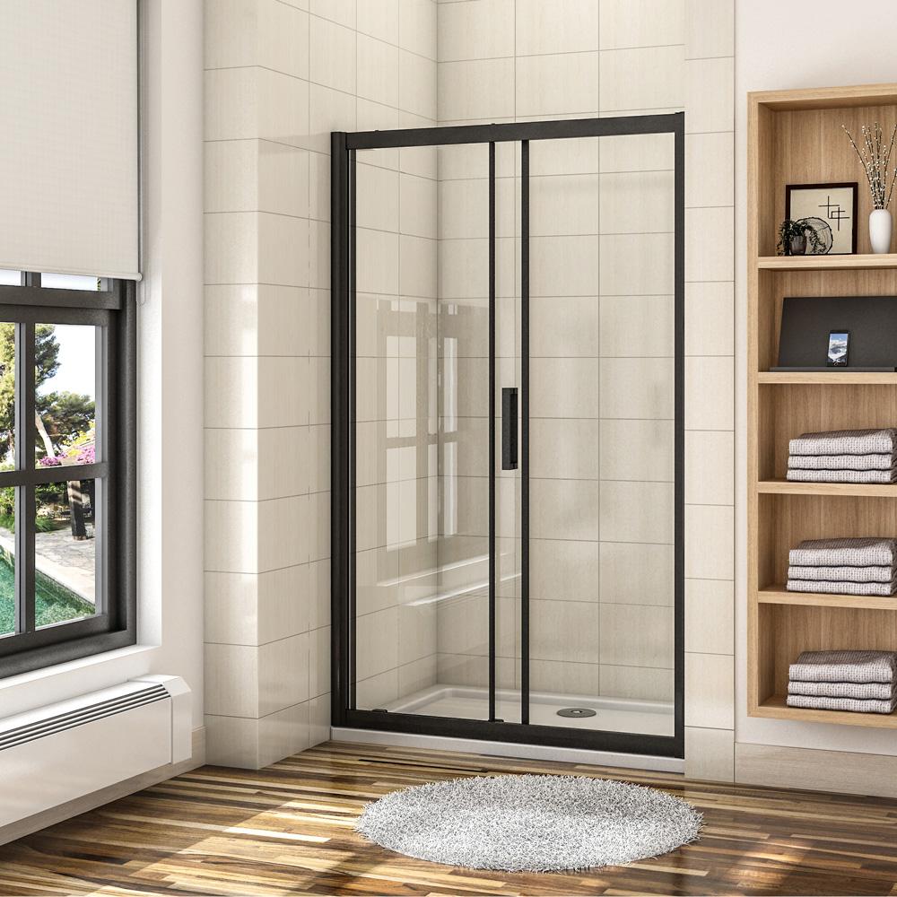 Douchedeur 195 cm hoog,schuifdeur,8 mm NANO GLAS zwart
