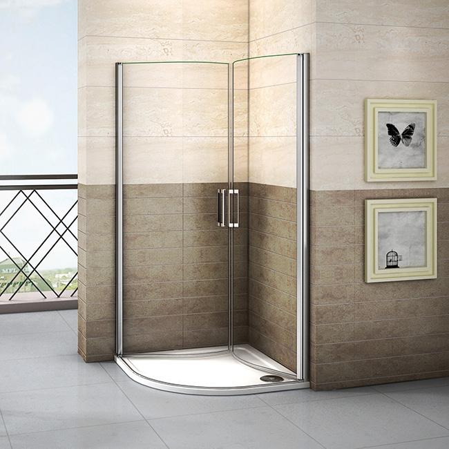Kwartronde douchecabine met twee draaideuren ,6mm nano veiligdheidsglas easyclean