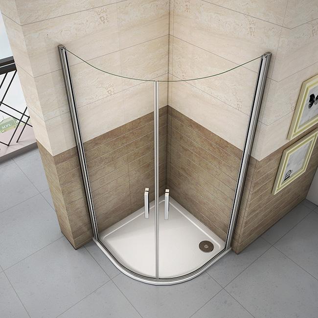 Kwartronde douchecabine met twee draaideuren ,6mm nano veiligdheidsglas easyclean