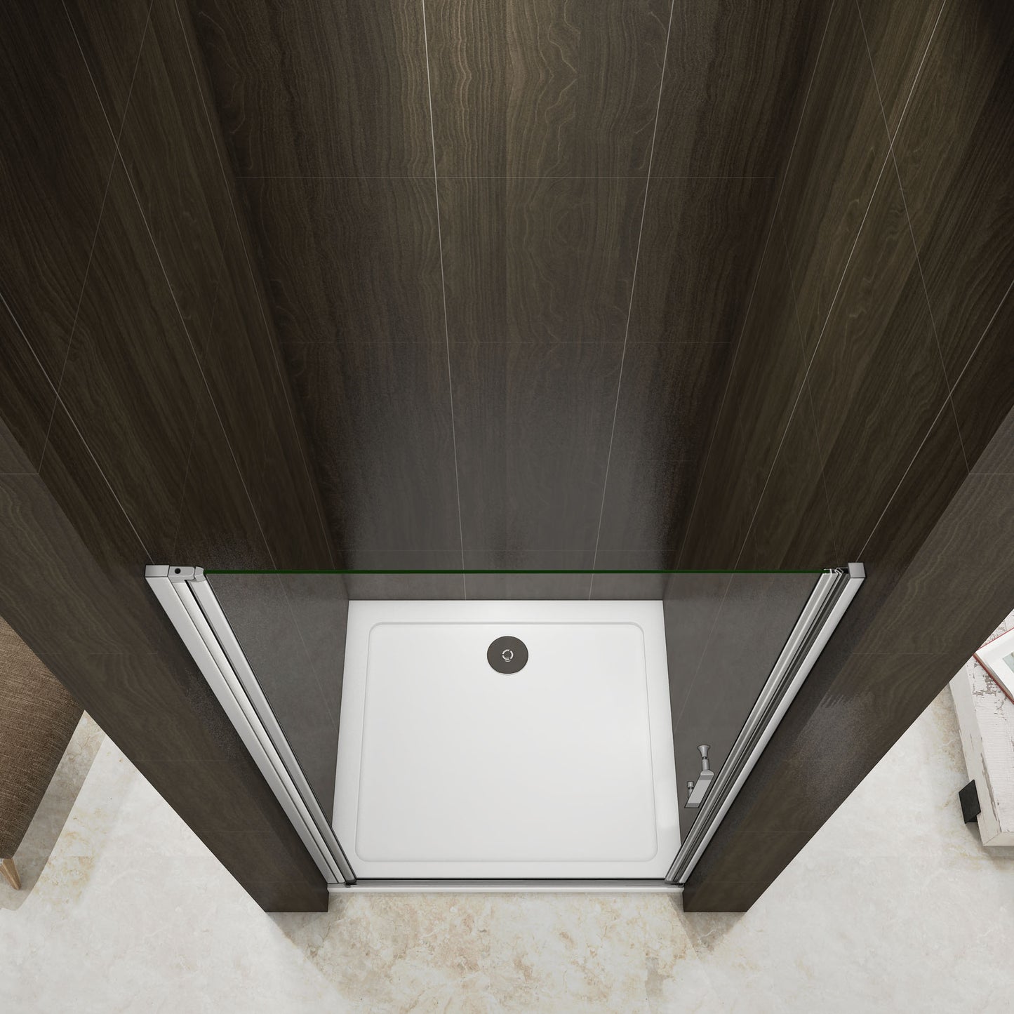 Douchedeur,Draaideur,5mm Helder Veiligheidsglas,185cm Hoog,Mat Grijs